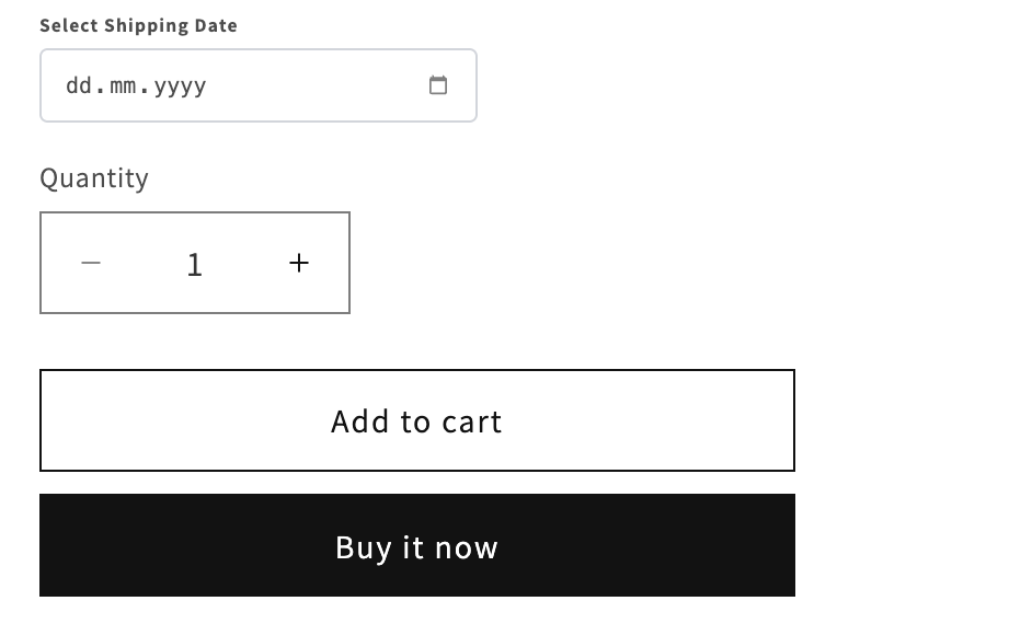 Date picker on product page