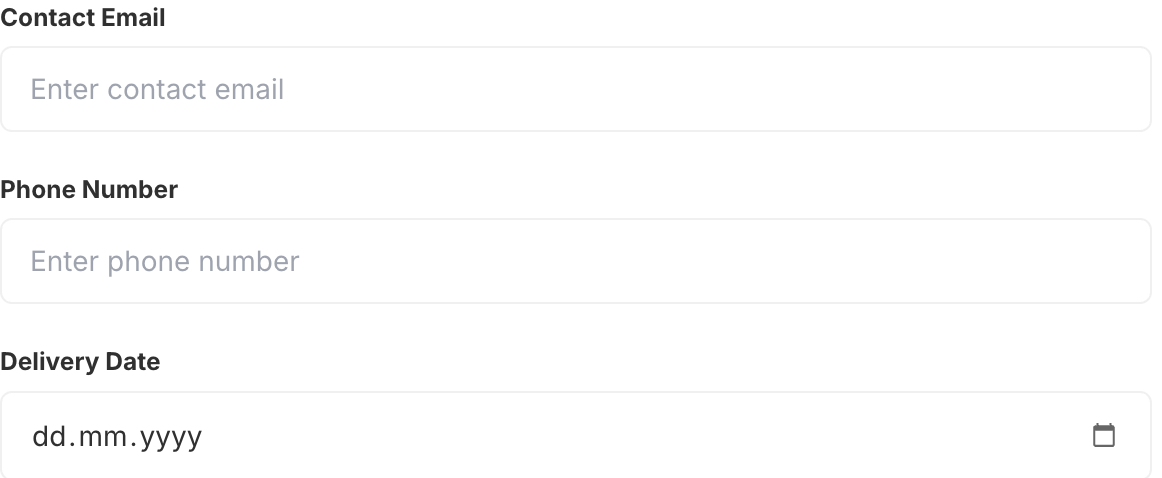 Phone number field on a Shopify product page with a customer's delivery contact entered