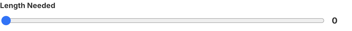 Shopify range slider option on a product page with a length selected and a live per-unit price